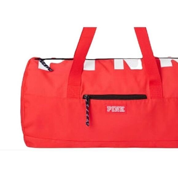 PINK VICTORIA'S SECRET VS Duffle bag. Neon coral candy/white. Logo graphic dual - Picture 2 of 4